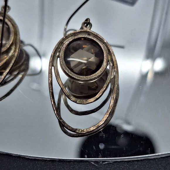 FLASH SALE Smoky Quartz and Sterling silver hook Earrings made in Israel 925 - Picture 3 of 8